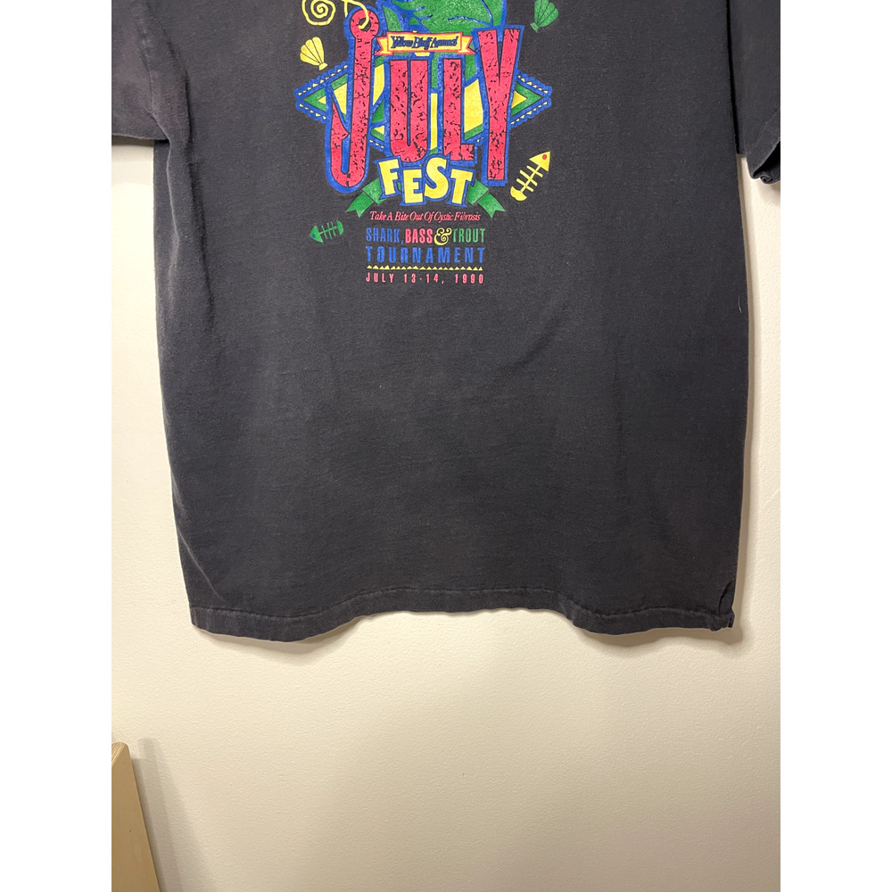 Black Single-Stitch July Fest 1990 Fishing Tournament Vintage Tee Size XL - Picture 5 of 10